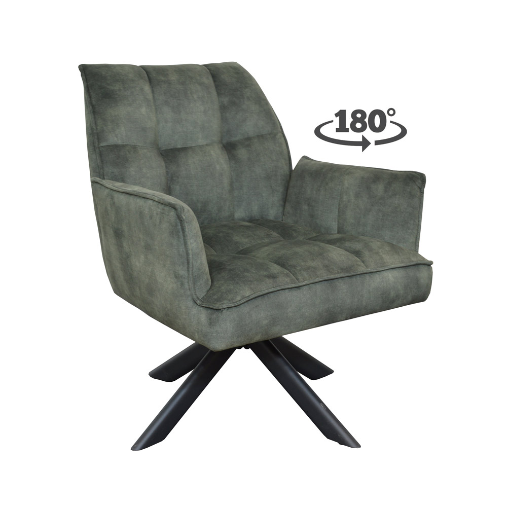 Fauteuil Tino Stof Adore Hunter 156 Vooraanzicht schuin 180