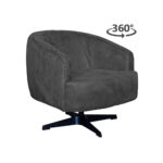 Fauteuil Macone Eco leer Bull 67 Anthracite 360 graden draaibaar