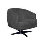 Fauteuil Macone - Eco leer Bull 67 Anthracite Vooraanzicht Schuin