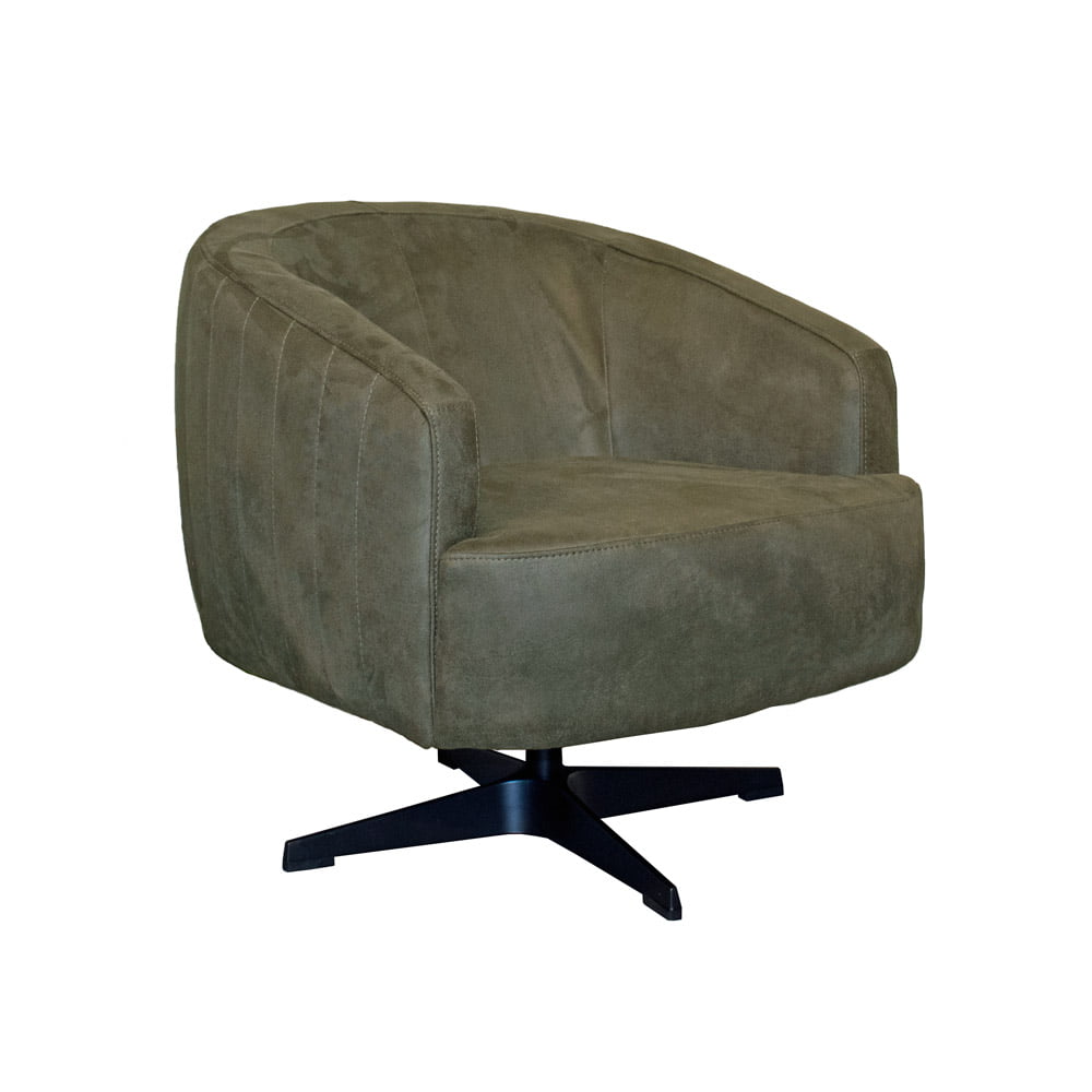 Fauteuil Macone - Eco leer Bull 59 Moss Vooraanzicht schuin