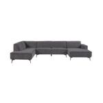 Loungebank + Ottoman Leeds 2.5 zits met Stof City 464 black blue Links