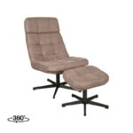 LABEL51 Relaxfauteuil Alvar Ottomane 53x57x83 Cm Taupe Micro Suede Perspectief 360 v2