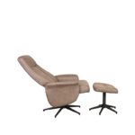 LABEL51 Relaxfauteuil Bergen Ottomane 77x76x105 Cm Taupe Micro Suede Zijkant2 v2