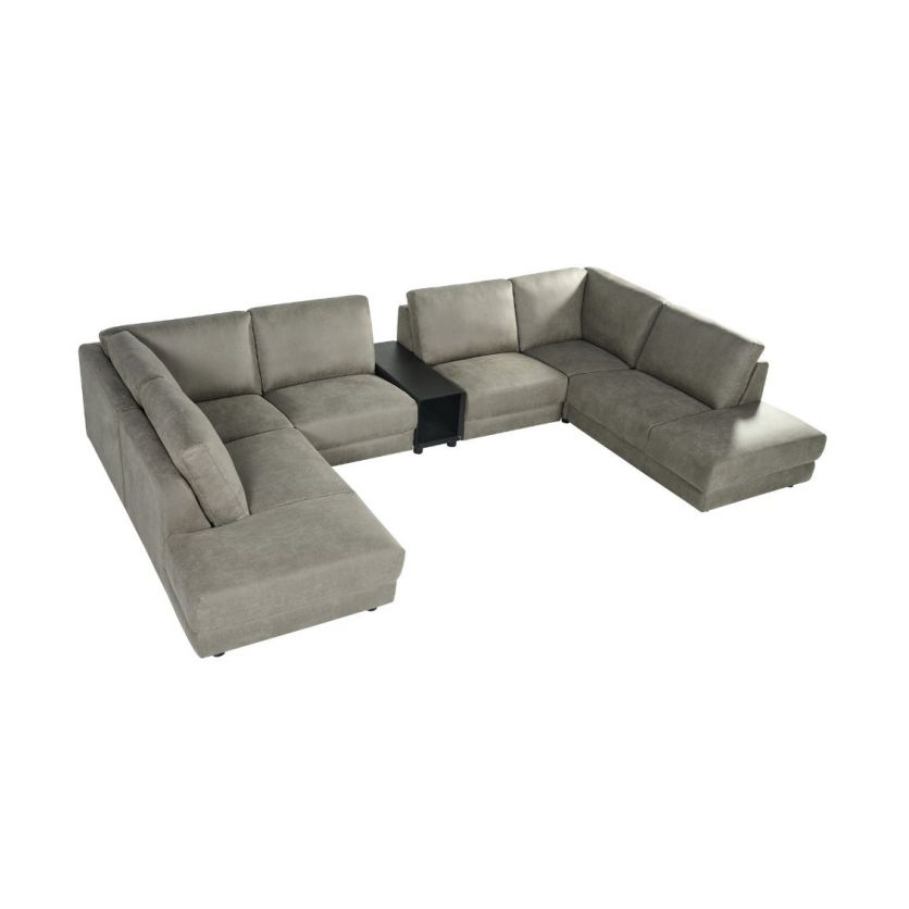 LABEL51 U Bank Tivoli 2 Otto + Console 397x235 Cm Microvezel Dalton Taupe 5